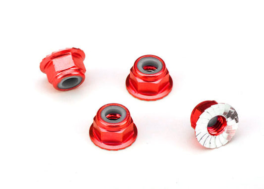 Traxxas 1747A Nuts 4Mm Flanged Lock Red