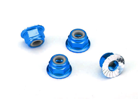 Traxxas 1747R Nuts 4Mm Flanged Lock Blue