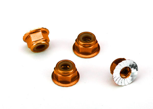 Traxxas 1747T Nuts 4Mm Flanged Lock Orange