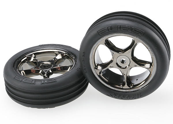 Traxxas 2471A T&W Blk Chrm 2.2/Ribbd Fr Tire