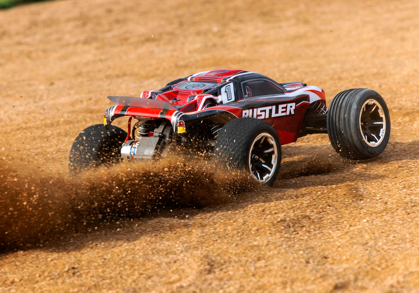 Traxxas 37054-8-Red Rustler 1/10 Stadium Truck