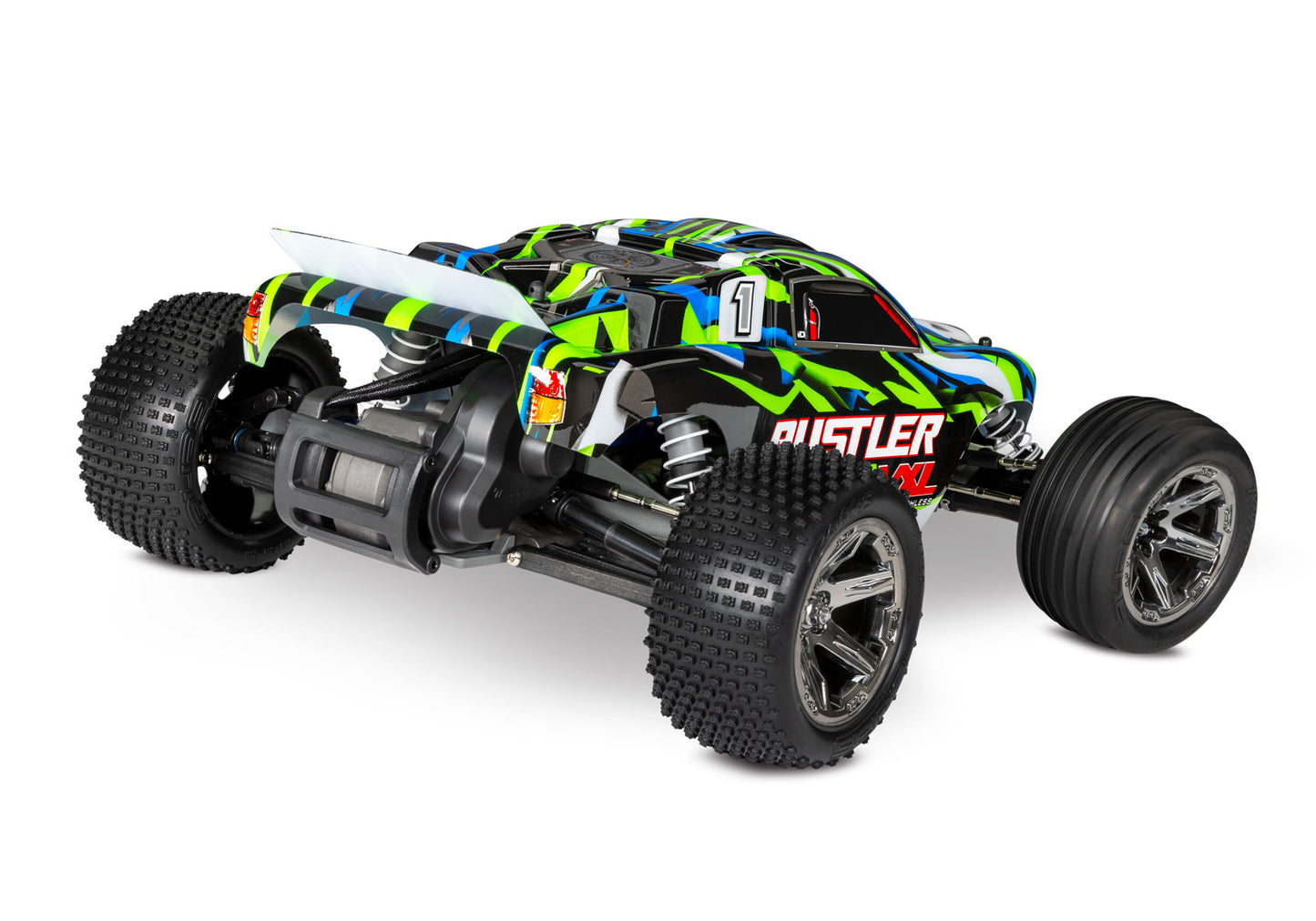 Traxxas 37076-74-Grn Rustler Vxl Mag 272R Trans