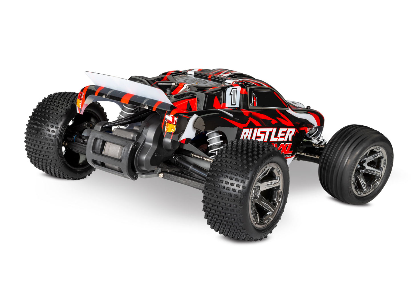 Traxxas 37076-74-Red Rustler Vxl Mag 272R Trans