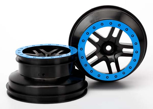 Traxxas 5884A Wheels, Sct Ss Blk/Blue Bdlk