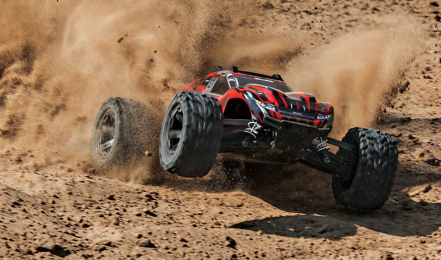 Traxxas 67164-4-Red Rustler 4X4 Bl-2S