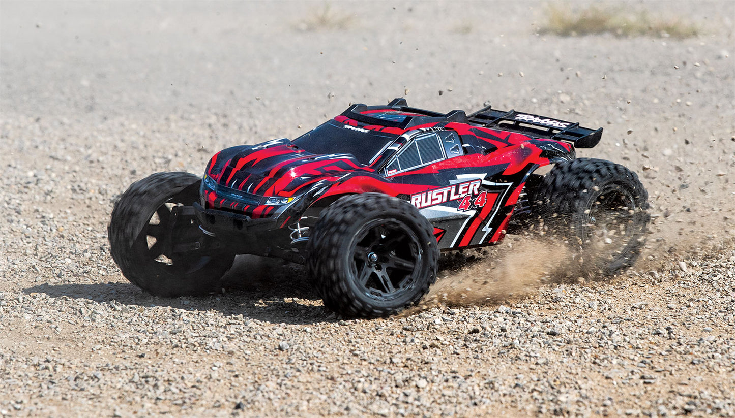 Traxxas 67164-4-Red Rustler 4X4 Bl-2S