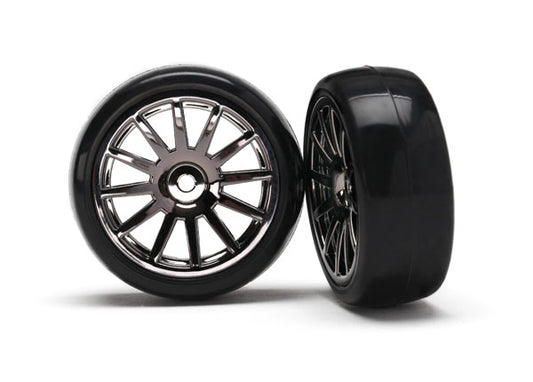 Traxxas 7573A T&W 12-Spk Blk Chrm/Slick Tire