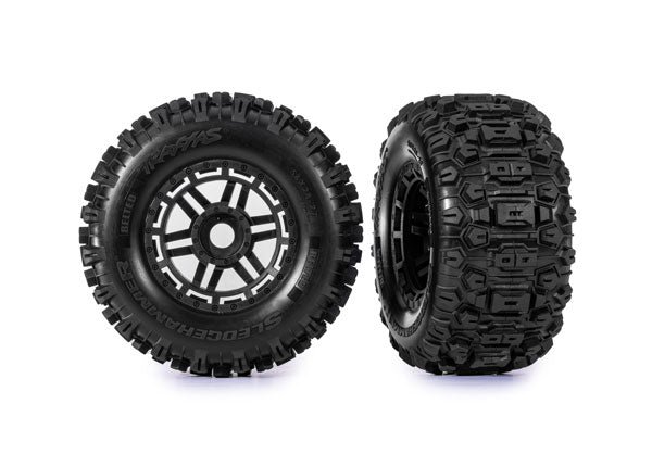 Traxxas 8979 T&W Blk Whl W/Sledgehmr At Tire