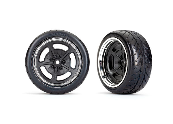 Traxxas 9373 T&W Split Spoke Blk Chrm Wheel Response Tire Rear