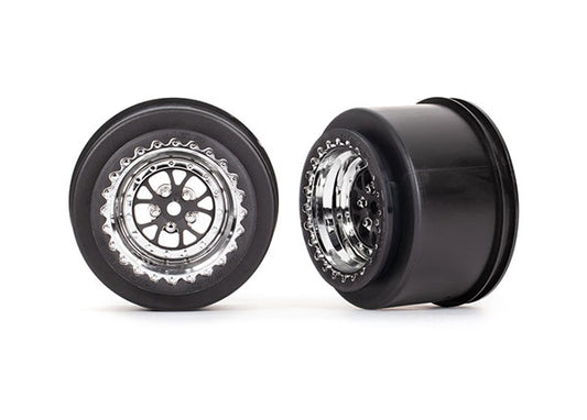 Traxxas 9473R Wheels Chrome With Black Rear